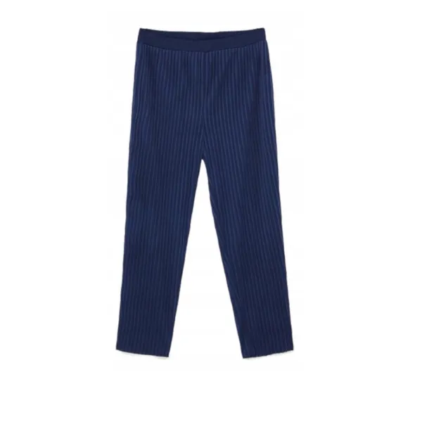 NWT ZARA High Waisted Ribbed Pleated Wide Leg Crop Pant Trouser Medium - Image 4