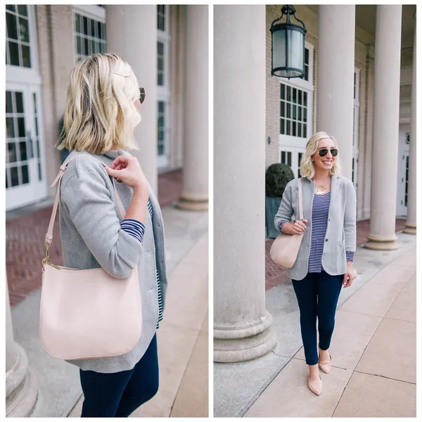 J.Crew Mercantile Sweater Blazer Women S Grey Cotton Knit G9309 Dark Academia‎ - Image 2