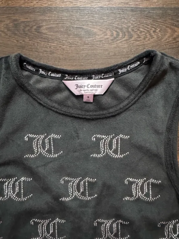 Juicy Couture Velour Rhinestone Tank Top Black Small - Image 2