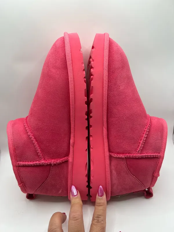 UGG Classic Ultra Mini Boots Women’s US 7 Pink Sheepskin Suede Cozy Slippers - Image 5