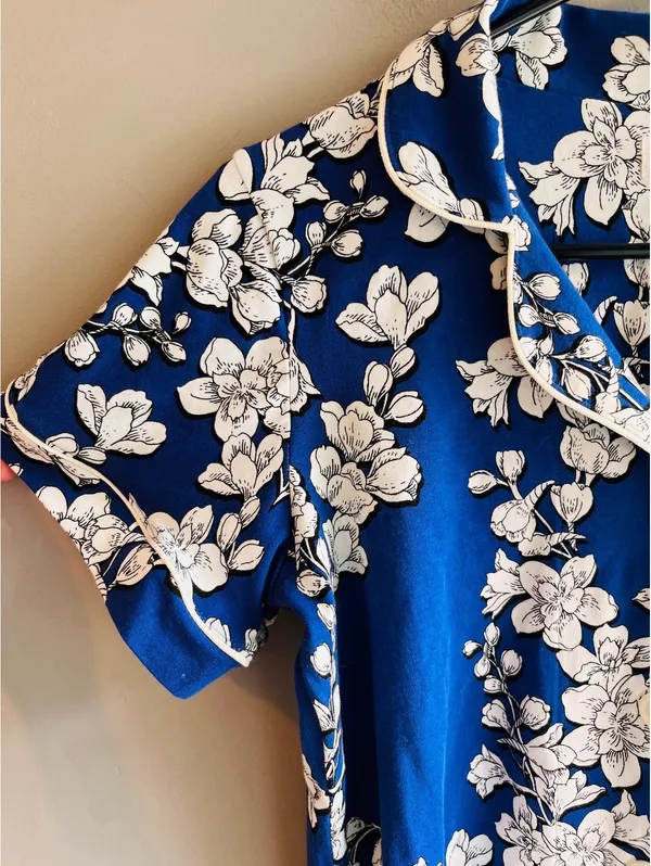 Bed Head Organic Cotton Navy Shadow Blossom Pajama TOP Only - Image 2