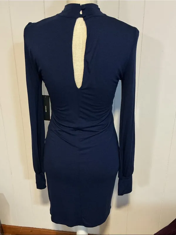 Lulu's Navy Long-Sleeve Mock Neck Bodycon Dress - Image 4