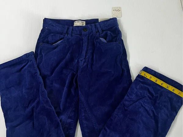 Free People We The Free Blue Corduroy Risk T High Rise Straight Pants Size 26 NW - Image 11