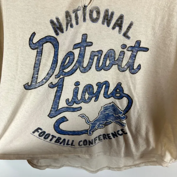 Junk Food Detroit Lions Women Small Raglan 3/4 Sleeve Graphic Tee Cream Charcoal - Image 4