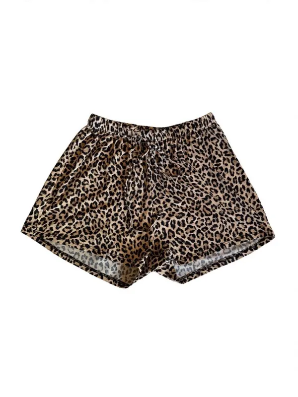 Tres Bien Leopard Lounge Shorts Small - Pajama Shorts Pockets - Image 2