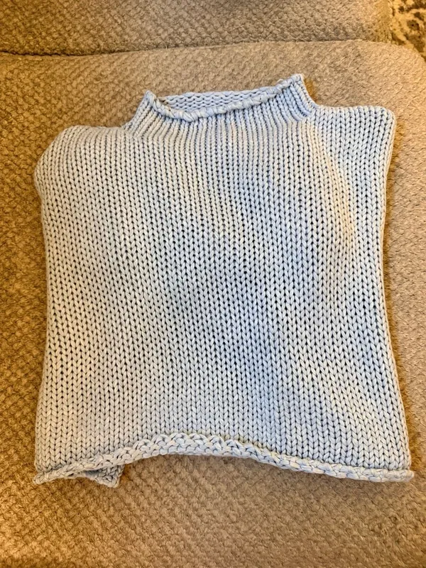 Altar'd State Light Blue Mock Neck Open Knit Sweater Medium - Image 3