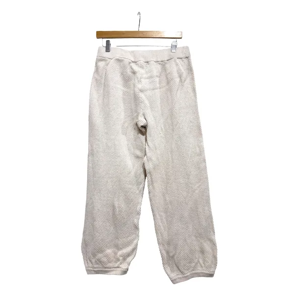 Free People FP Beach Ivory Cotton Knit Textured Jogger Pants Cream Women Medium - Image 2