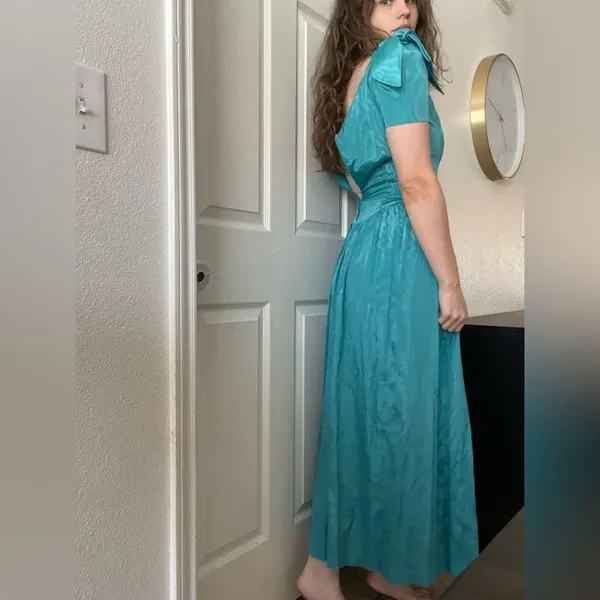 American Vintage Vintage House of Bianchi Disco Formal‎ Prom Dress Size 2 Full Skirt Fitted Waist - Image 2