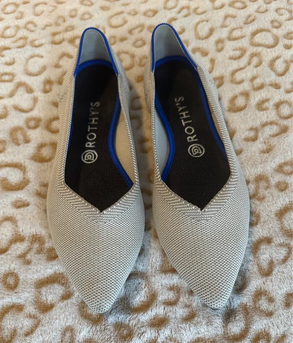 Rothy's The Point Women's White Gray Kint Ballet Casual Flats Slip On Size: 9.5 - Image 3