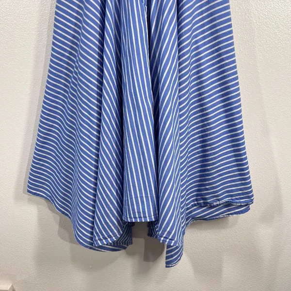 Ivy + Blu Striped‎ Shirt Dress Fit & Flare handkerchief hem Cotton Blue White 10 - Image 10