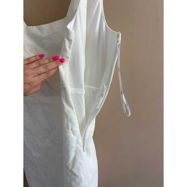 Lulus Blissfully Beaming White Sleeveless Bow Mini Dress Size medium Bridal Sexy - Image 9