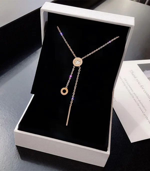 14K Rose Gold Plated Clock Pendant Necklace for Women - Image 2