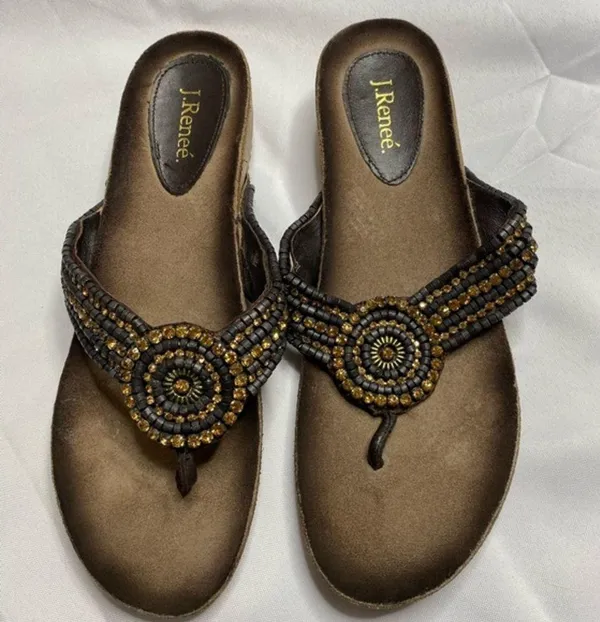 J. Renee size 10m beaded wedge sandals. Great for casual or dressy! - Image 2