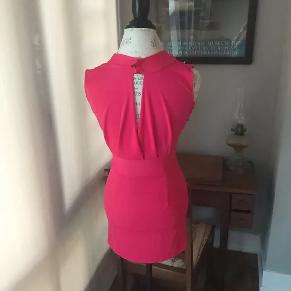 Hot Pink Short Sleeveless Dress Sz S - Image 4