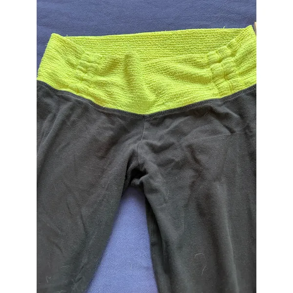 Rubber Doll Womens Flare Yoga Pants Neon Yellow Smocked Waist Athletic Trousers - Image 6