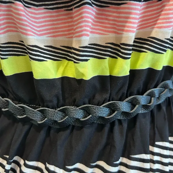 TRIXXI Maxi Dress Large w/ Belt Tube Top Y2K Artsy Patchwork Ruffle Blouson - Image 7