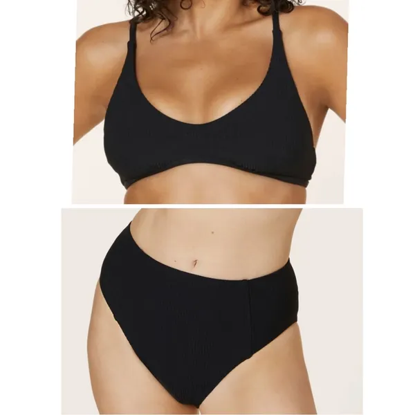 Andie Bikini Set Valencia Top High Waisted Cheeky Bottom Ribbed White Size S NWT - Image 10