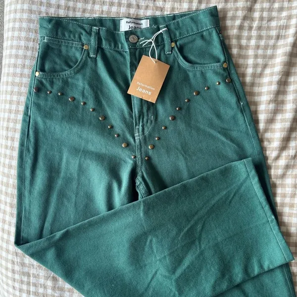 Reformation Green Women's Jeans - Image 3