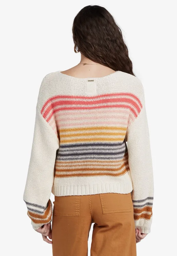 $60 PRE-OWNED Billabong Seeing Multi-Colored Stripes Cropped Pullover Sweater M - Image 4