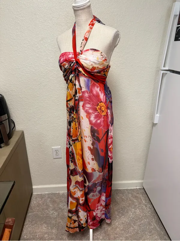 Xhilaration Floral Halter Maxi Dress Size Medium - Image 13