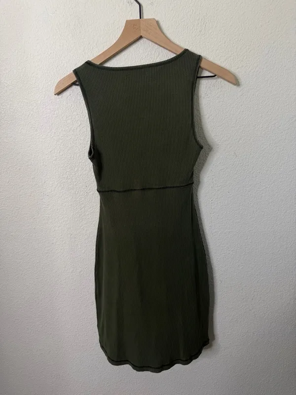Reformation Jeans Olive Green Ribbed Tank Dress Womens Size XS‎ - Image 4