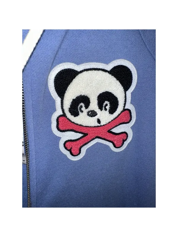 NEW Superfresh Panda & Crossbones Womens Full Zip Hoodie Hoodie Sweatshirt Small - Image 4