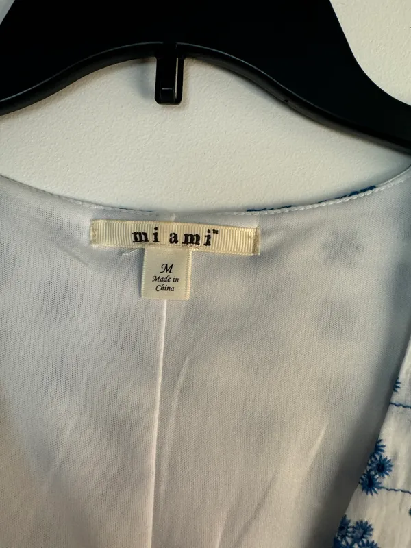 White Dress With Blue Floral Embroidery - Image 4