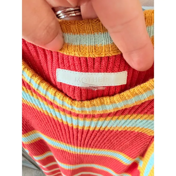 MOTHER The Chins Up Sleeveless Dress Women Red Mint Stripe XS - Image 3