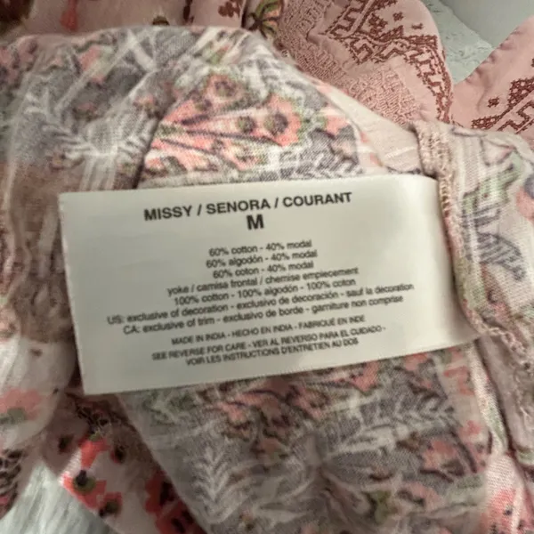 Vintage America Pink Floral Boho Peasant Style Tunic Blouse - Image 6