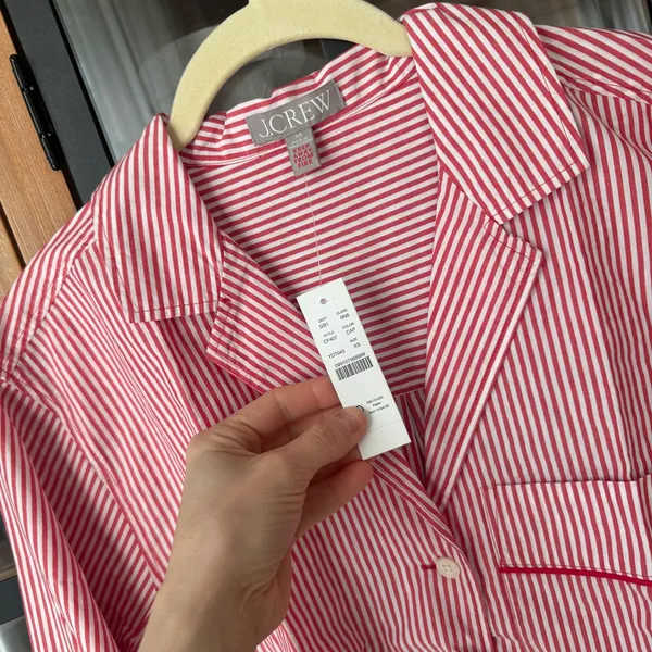 NWT J. Crew poplin pajamas top button down striped long sleeve shirt jcrew - Image 2