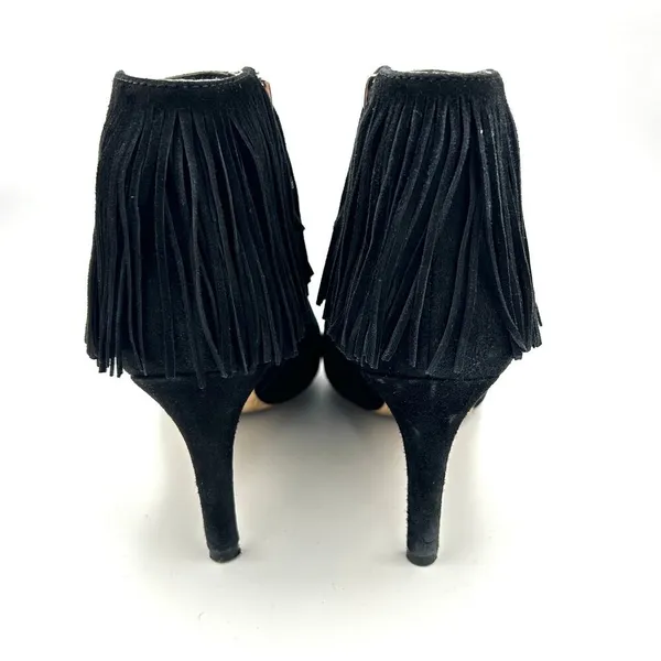 Sam Edelman Ankle Boots Women's Suede Fringe Pointed Stiletto Western Black Sz 7 - Image 3
