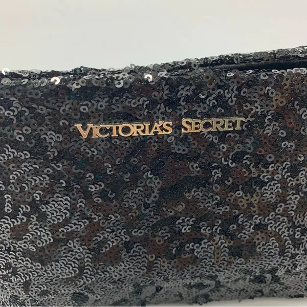 Victoria's Secret Clutch Handbag Sequence Black Snap Bag Make Up‎ Bag - Image 2