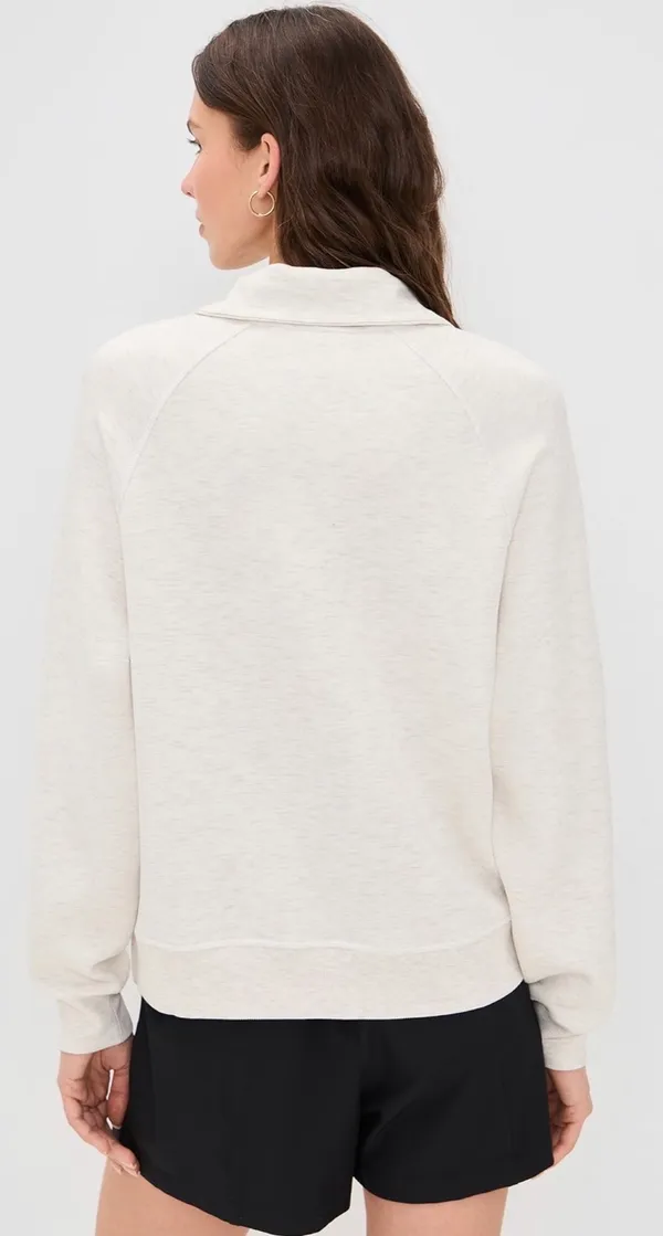 NWT Varley Selene Half Zip Sweatshirt S Ivory Marl - Image 2