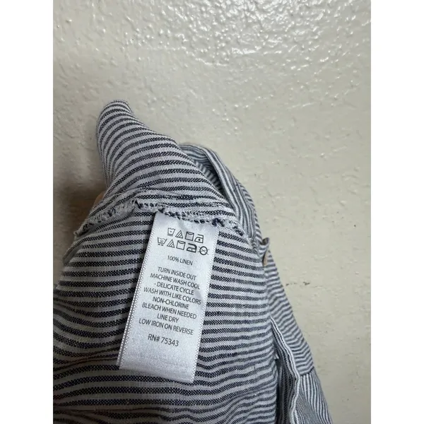 St. Tropez 100% Linen Striped Button Front Midi Skirt size M Coastal Utility - Image 8