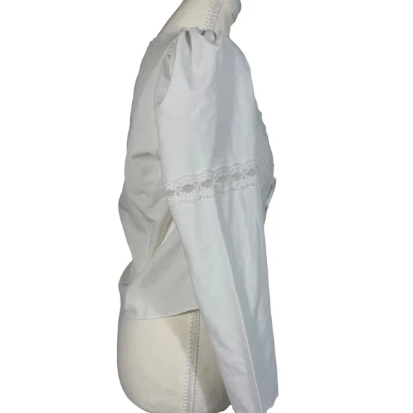 Mistress Rocks Lace Trim Tie Front Top Womens Medium White Bell Sleeve Corset - Image 5