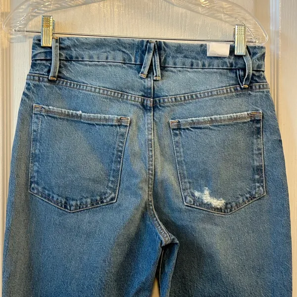 GOOD AMERICAN Womens Blue Denim Flare Jeans Size‎ 6 28 Distressed High Rise - Image 6