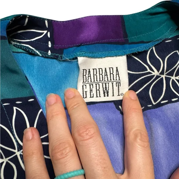 🌀Barbara Gerwit Colorful Patchwork Cardigan Jacket Multicolor XL Retro Boho Top🌀 Blue - Image 3