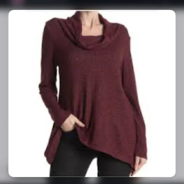 Forgotten Grace burgundy Cowl Neck Sweater xl - Image 3