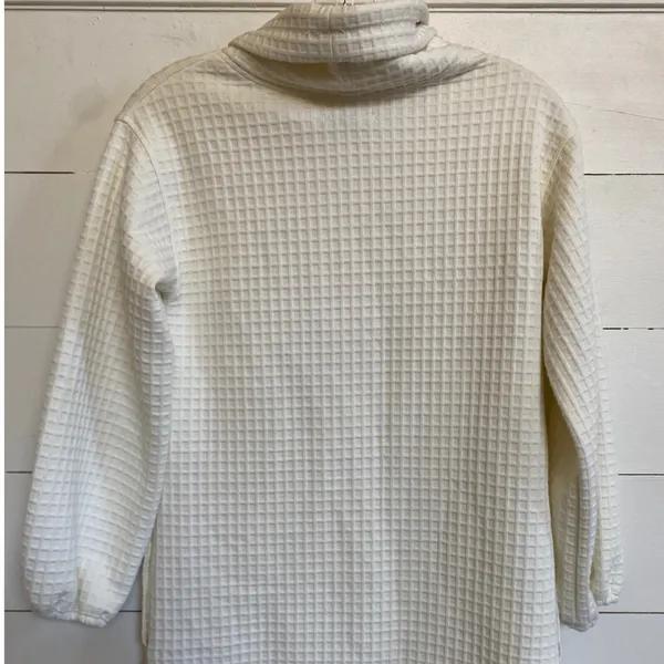 Max‎ Studio Women's Waffle Knit Cowl Neck Casual Dress Ivory XS - New - Image 6