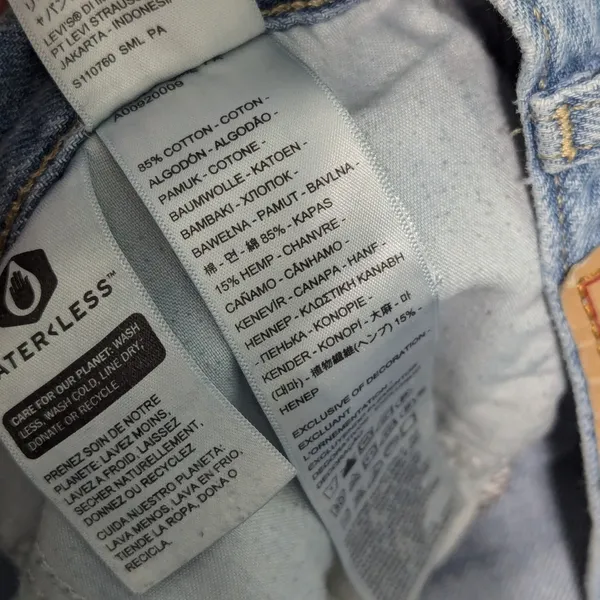Levi's High Waisted Straight Jeans Light Wash Blue Cotton Hemp Relaxed Fit Baggy - Image 6