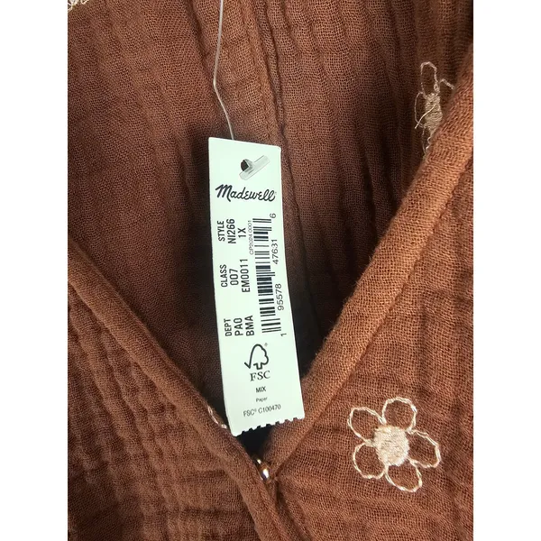 NWT‎ Madewell Womens Burnished Mahogany Lightspun Maira Wrap Top Shirt Blouse 1X - Image 5