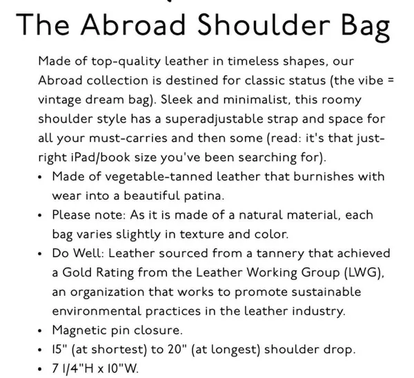 Madewell L4913 Brown Leather The Abroad Shoulder Bag - Image 15