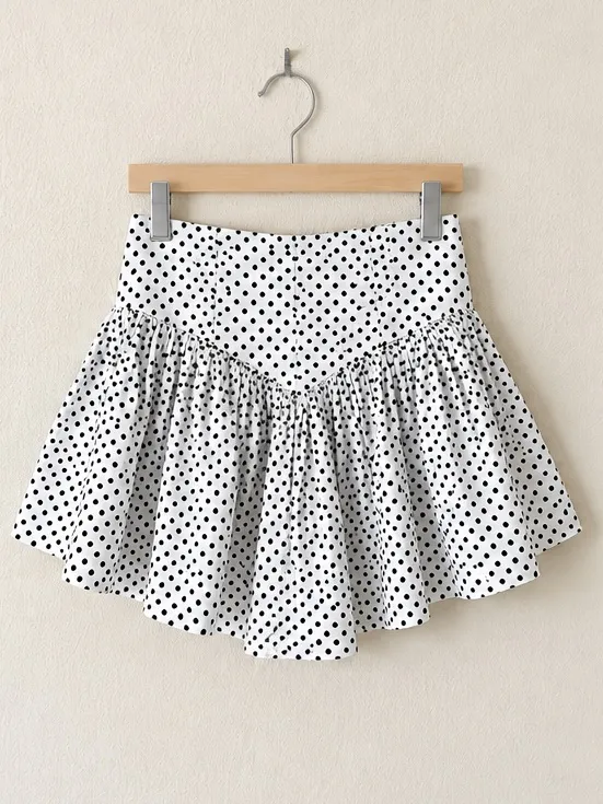 Anthropologie Maeve Black White Polka Dot Mini A-Line Skort Lined Bike Shorts - Image 5