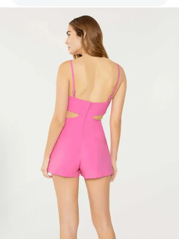 Likely Ollie Cutout Romper in Hot Pink - Image 2