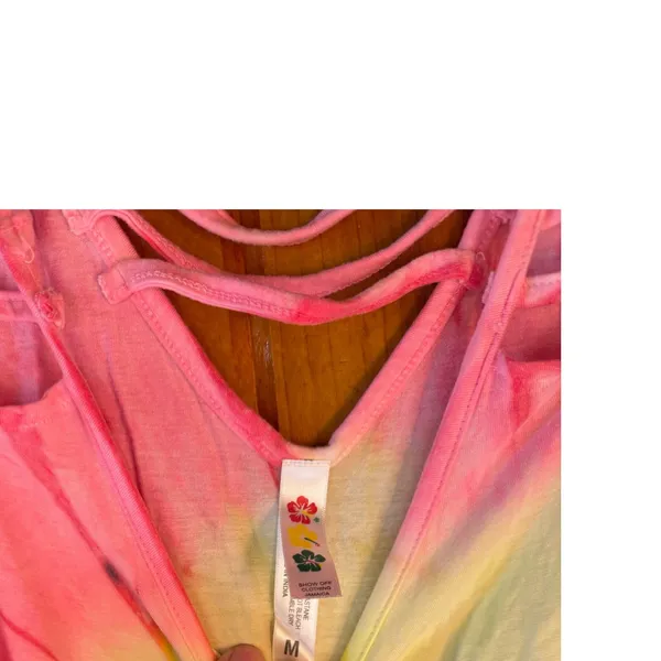 Jamaica Paradise Tank Top Tie Dye Sleeveless Palm‎ Tree Graphic Women's size M - Image 4