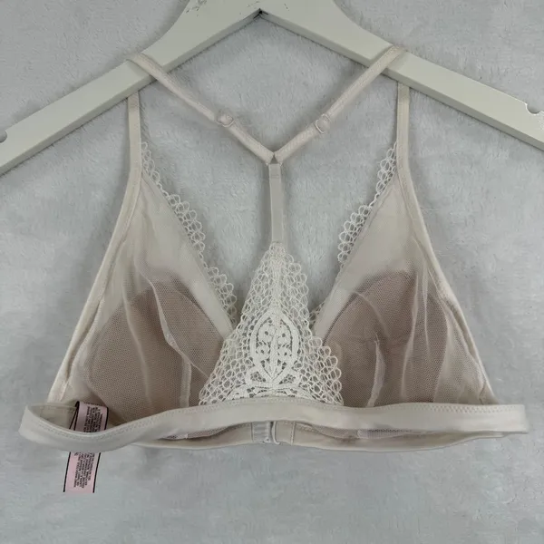 Victorias Secret Body by Victoria Lace Racerback Bralette Front Clasp Cream‎ M - Image 3