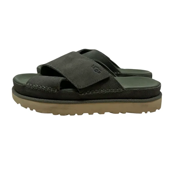 UGG‎ Goldenstar Cross Slide Sandal Olive Green Suede Size US 9.5 - Image 13