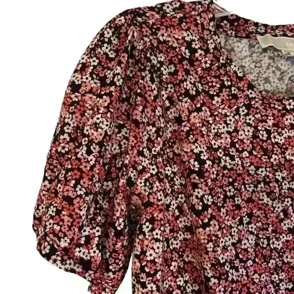Michael Kors Women's Floral Print Blouse S Multicolor Ruffle Peplum Top - Image 5