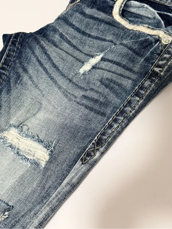 Rock Revival Betty Boot Distressed Embellished Jeans 27 - Image 5