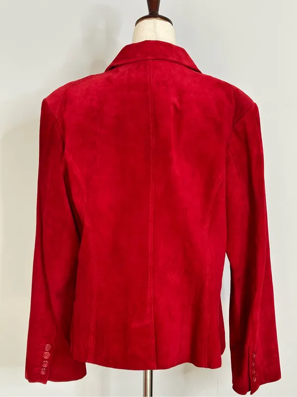 Preston & York Vintage Cherry Red Suede Leather Blazer size Large - Image 3